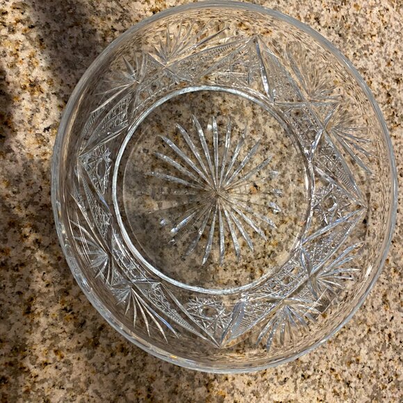 Vintage Bohemian Cut to Clear Crystal Bowl. Round. Made in Czechia in 1950s EUC - Picture 3 of 13